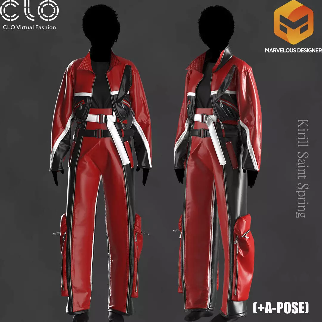Female Outfit Marvelous designerClo3d OBJ mtl FBX ZPRJ 3D model_1