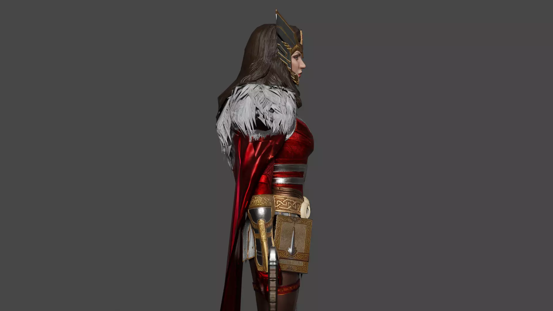 Sif Asgardian warrior  Low-poly 3D model_3