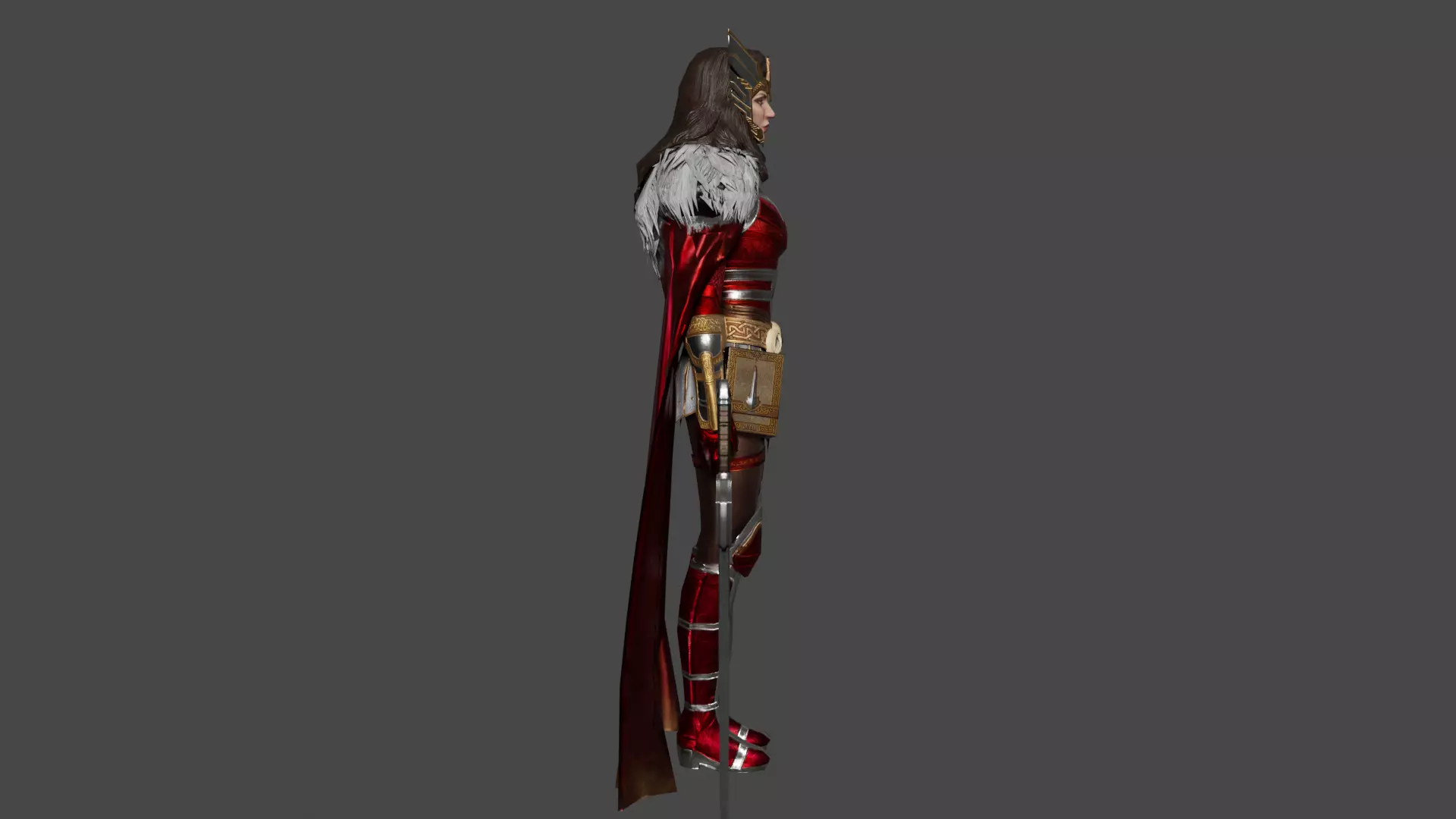 Sif Asgardian warrior  Low-poly 3D model_2