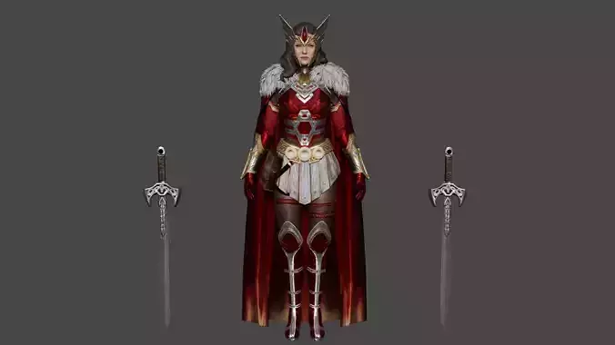 Sif Asgardian warrior  Low-poly 3D model