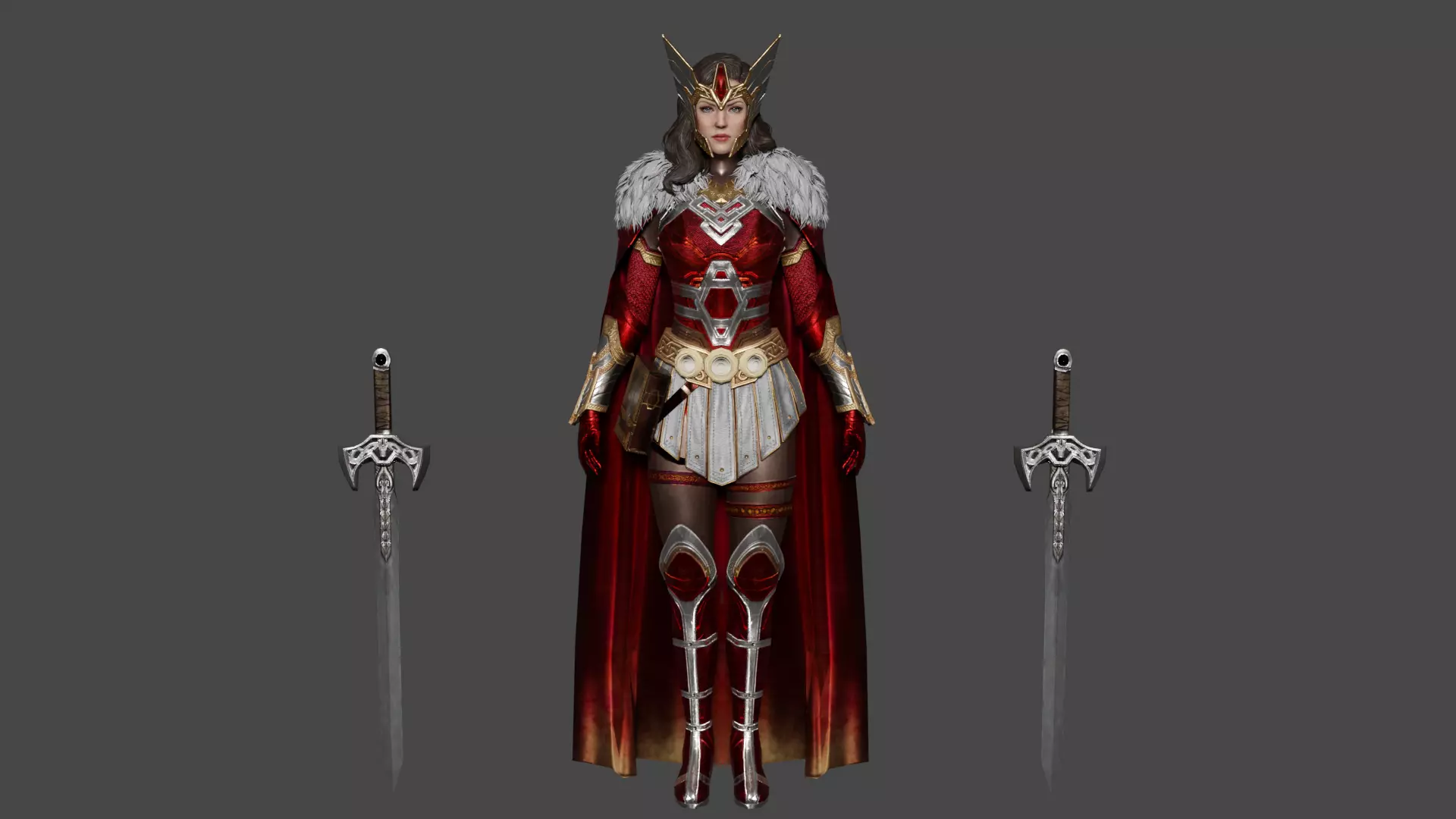 Sif Asgardian warrior  Low-poly 3D model_0