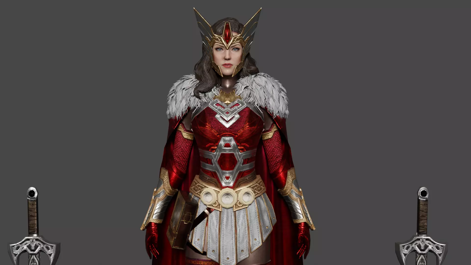 Sif Asgardian warrior  Low-poly 3D model_1