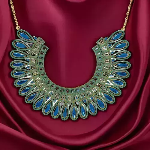 Royal Blue and Gold Enamel Statement Necklace