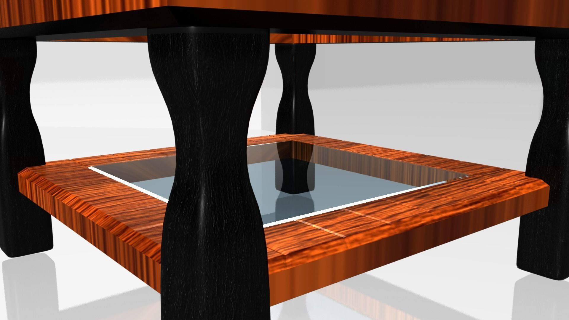 Wood And Glass Coffee Table Low-poly 3D model_4