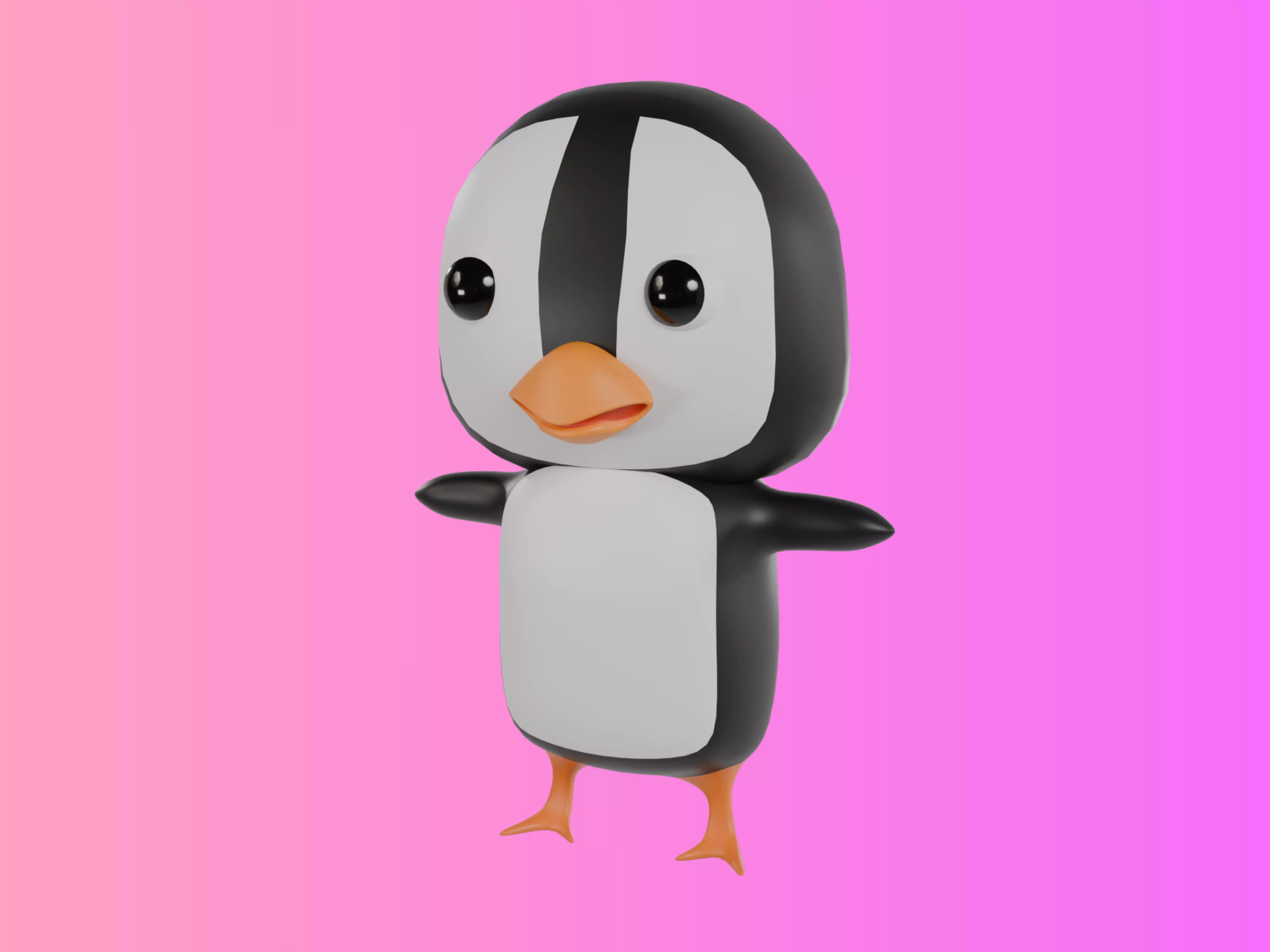 3D model of a cartoon penguin 3D model