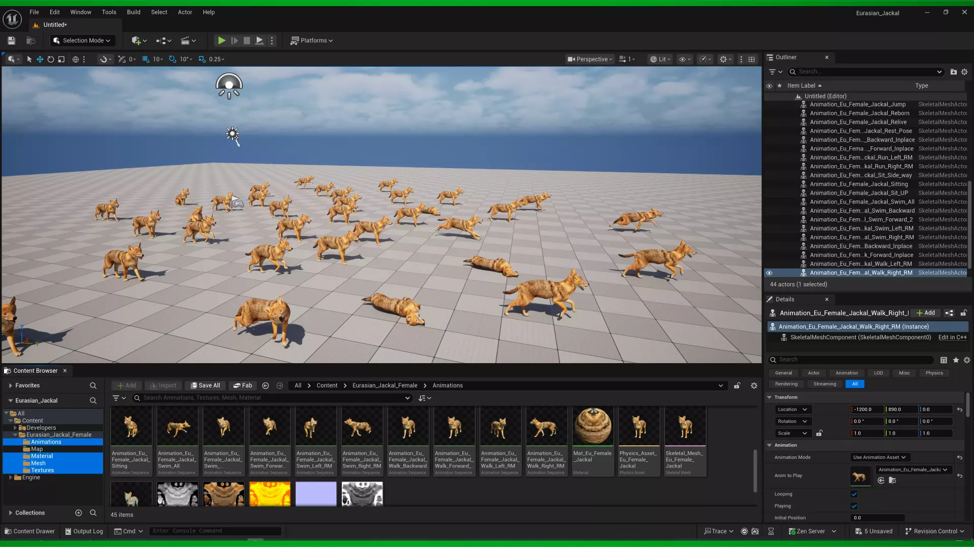 European Female Jackal Low-poly 3D model_2