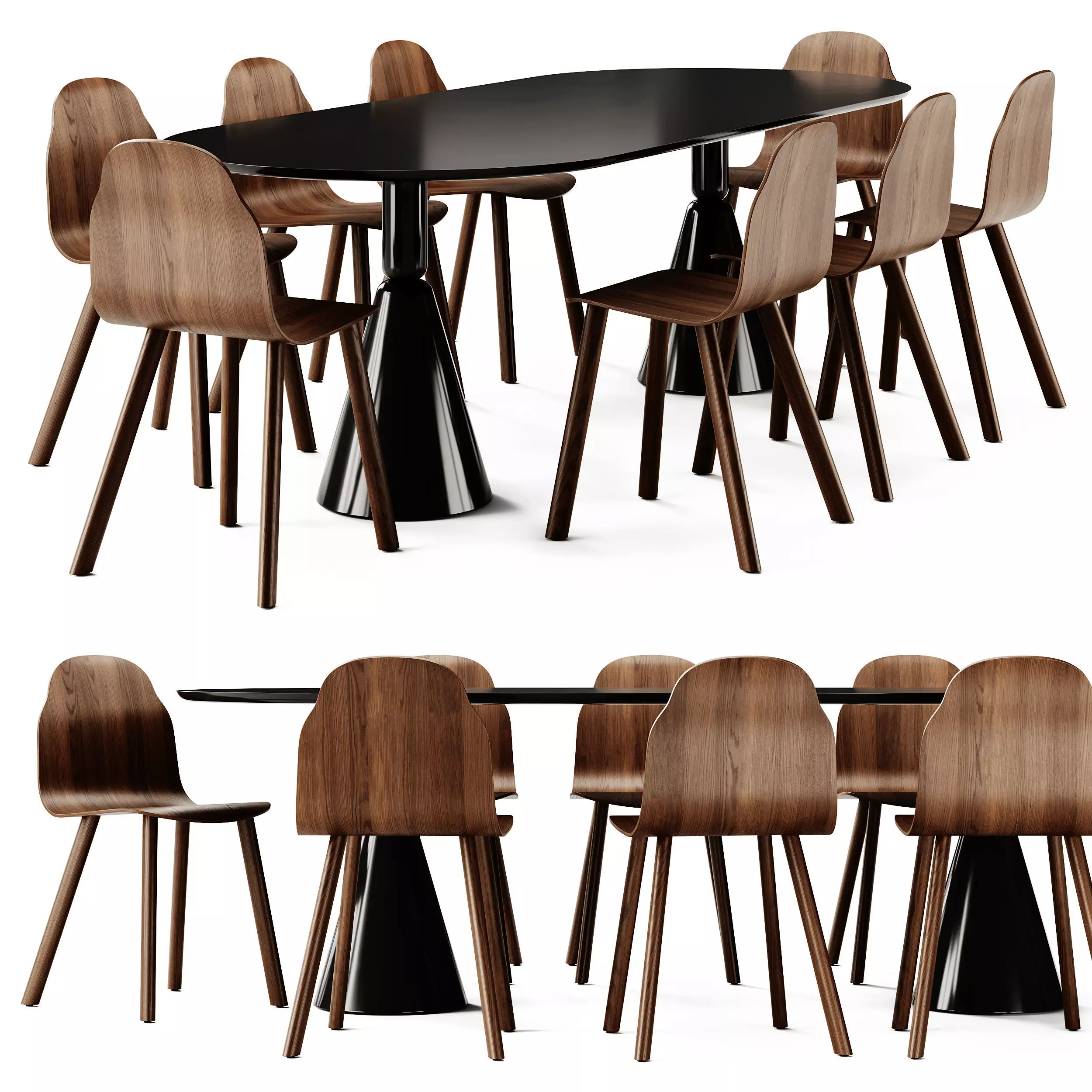 Sancal Pion Table and Boby Wood Chair 3D model