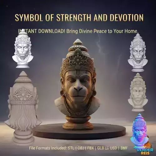 Symbol of Strength and Devotion Indian Monkey God Bust