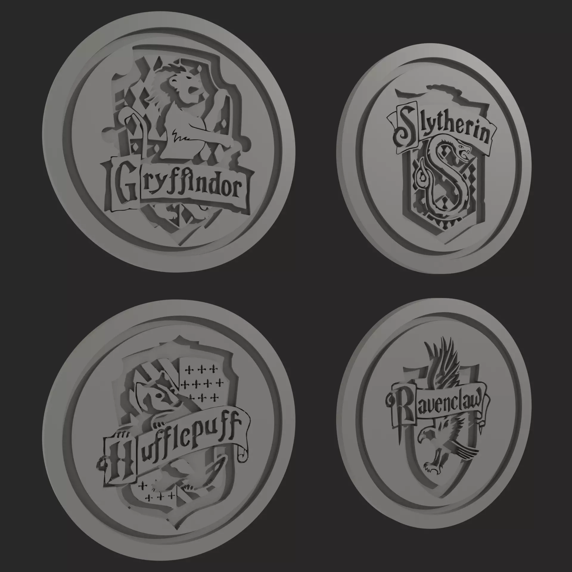 Harry Potter Coaster Set 6 STL Files Custom Hogwarts Case   3D print model_1