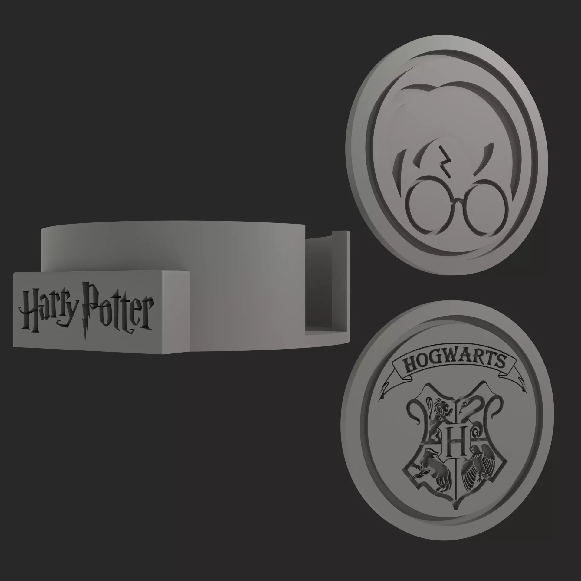 Harry Potter Coaster Set 6 STL Files Custom Hogwarts Case   3D print model_2