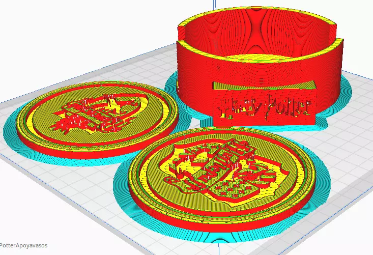 Harry Potter Coaster Set 6 STL Files Custom Hogwarts Case   3D print model_4