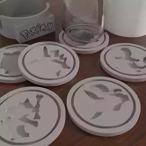 Pokemon Coaster Set 6 STL Files Custom Case