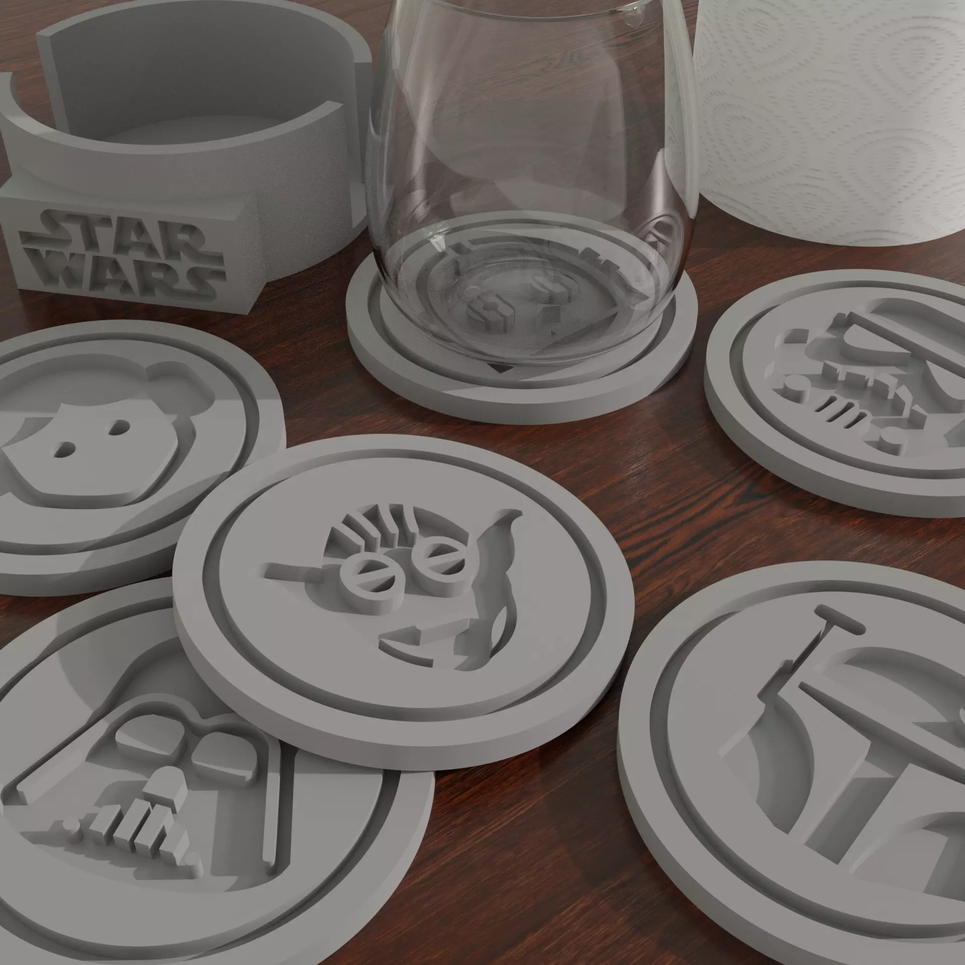Star Wars Coaster Set 12 STL Files Custom Case 3D print model_0