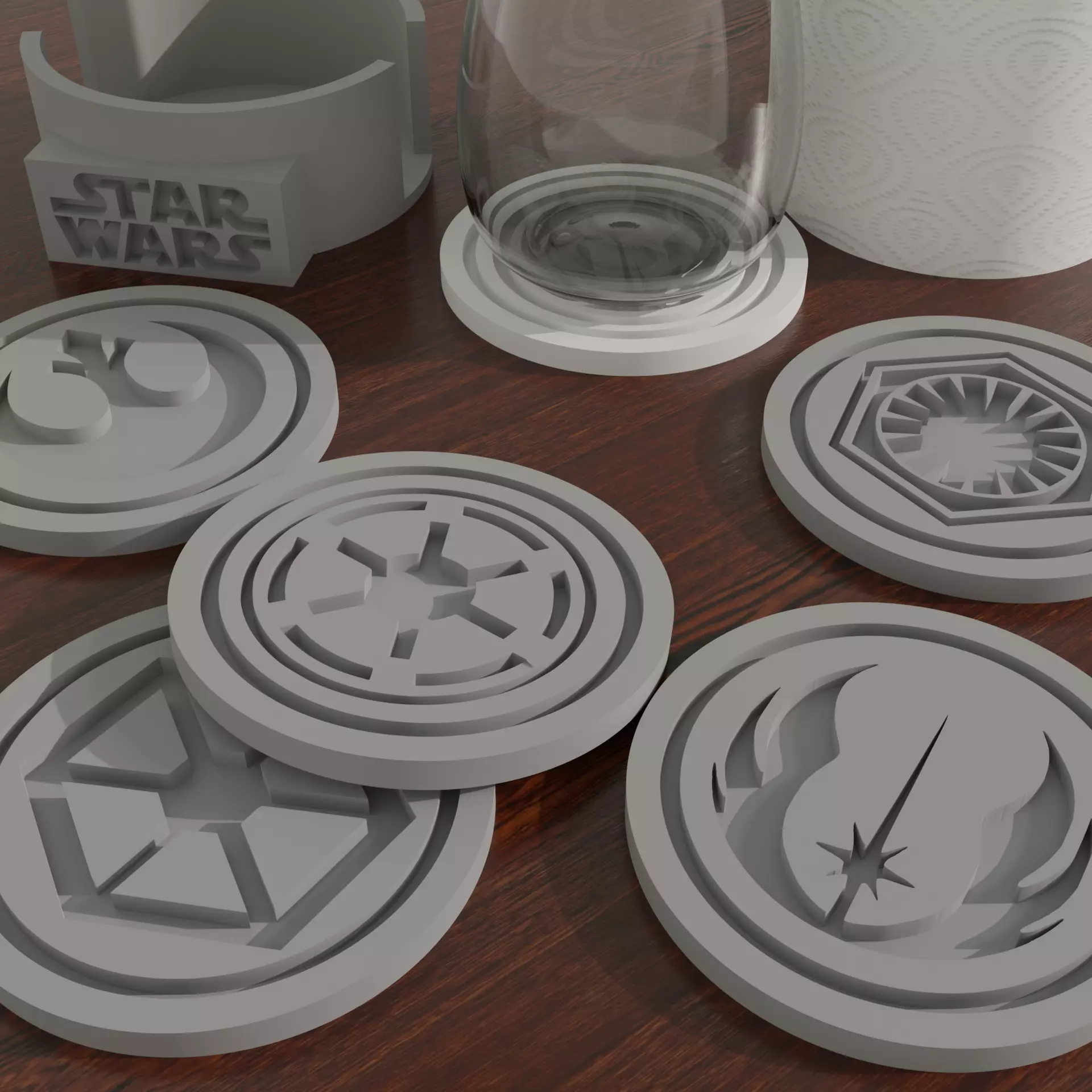 Star Wars Coaster Set 12 STL Files Custom Case 3D print model_1