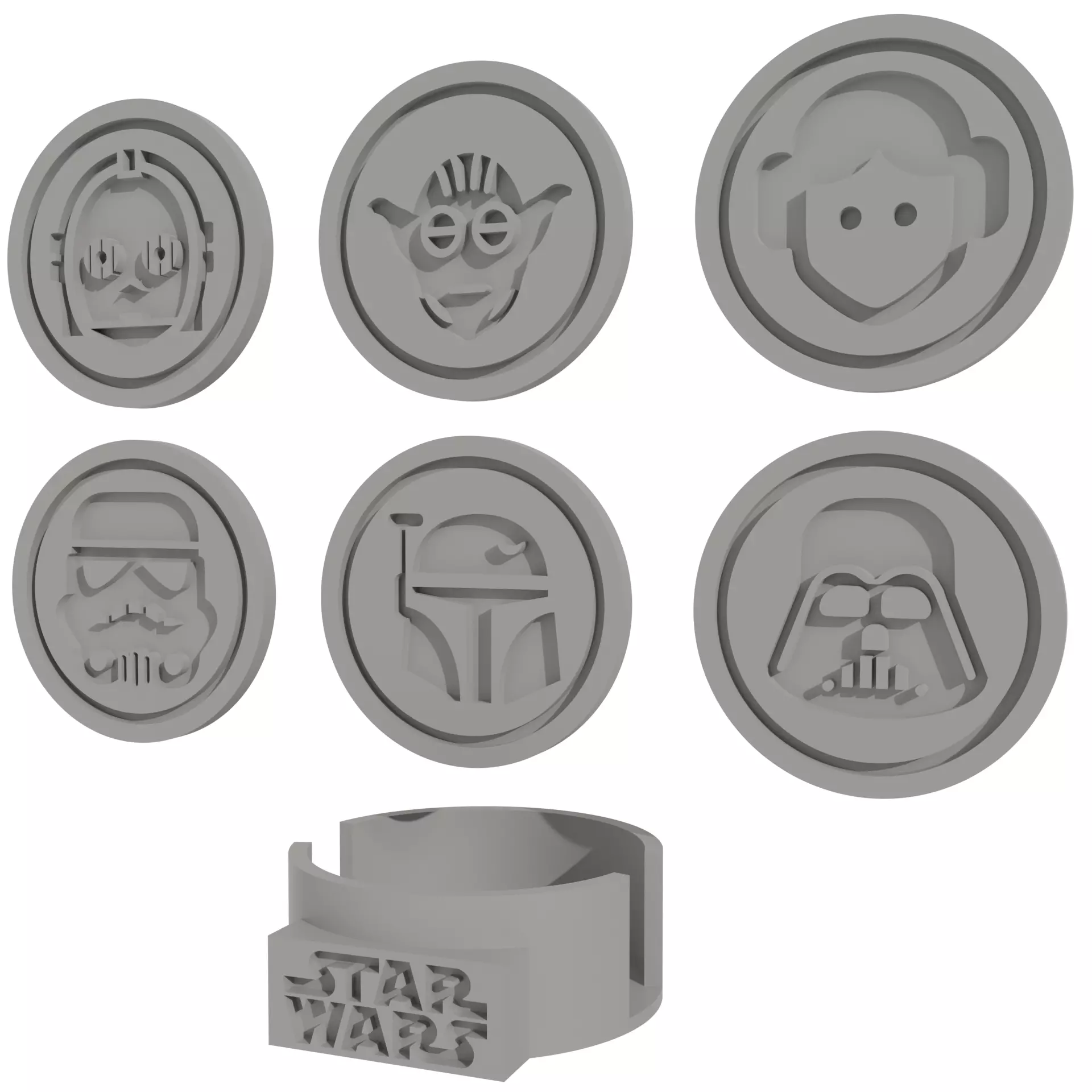 Star Wars Coaster Set 12 STL Files Custom Case 3D print model_3