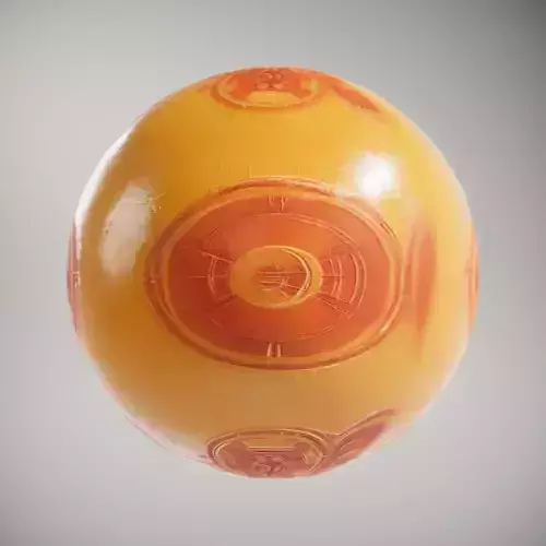 Futuristic Glass Sphere Amber HQ PBR Textures Set