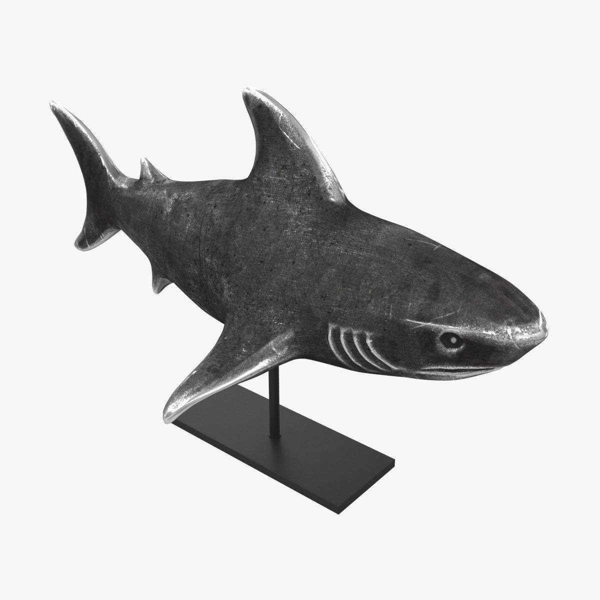 Shark figurine on stand 3D model_4