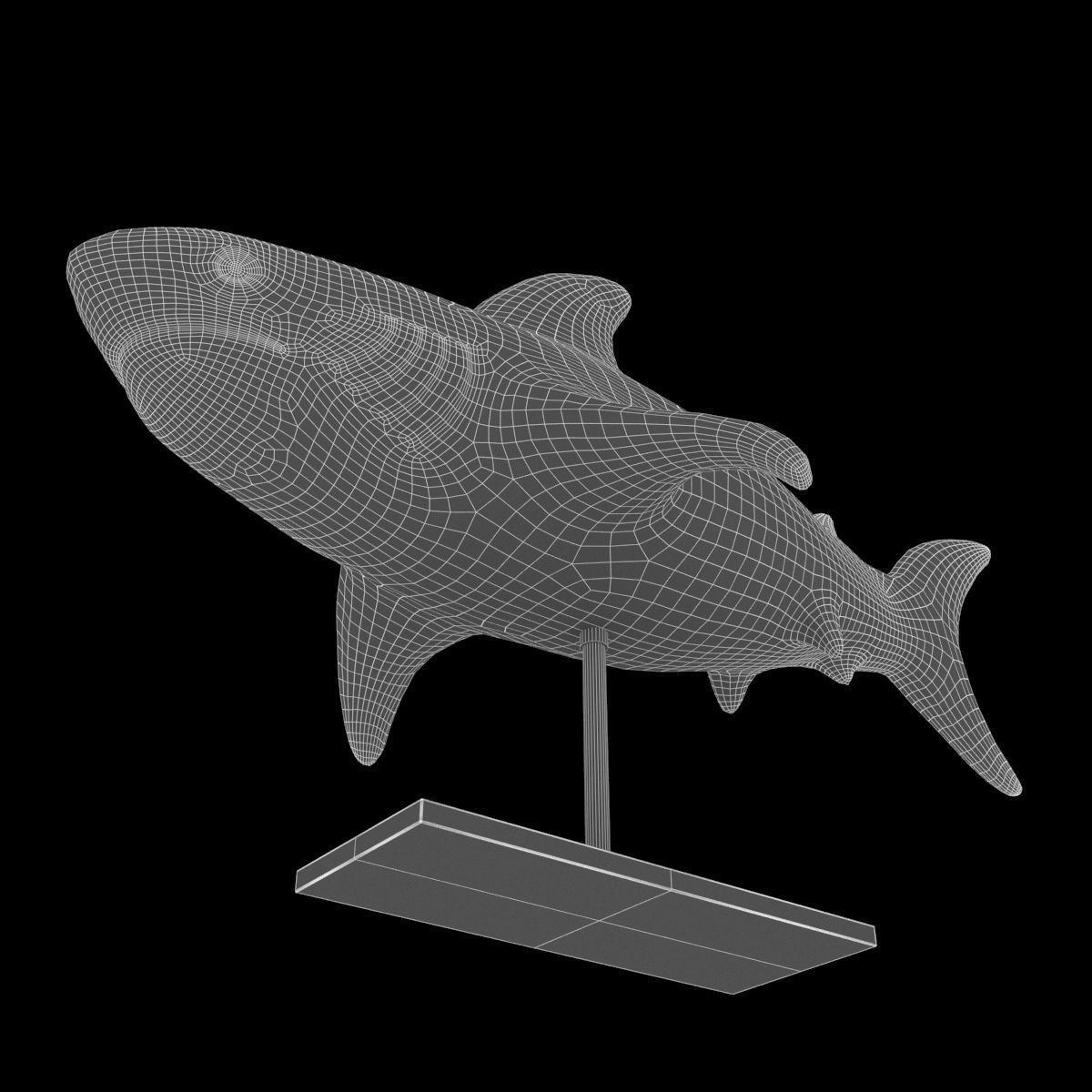 Shark figurine on stand 3D model_6