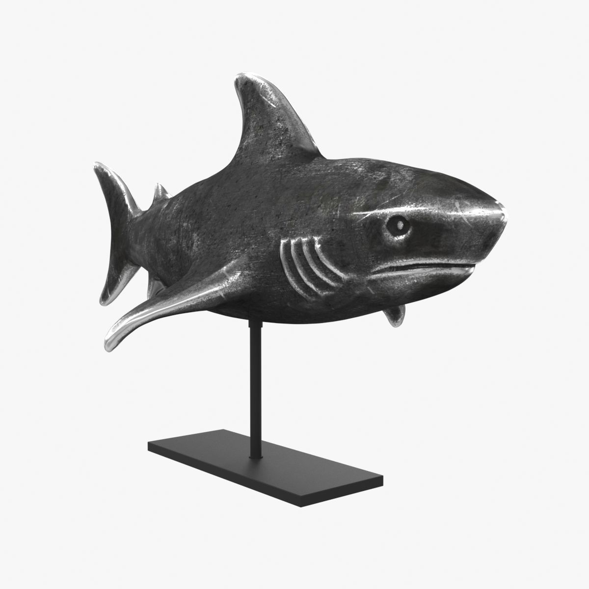 Shark figurine on stand 3D model_1