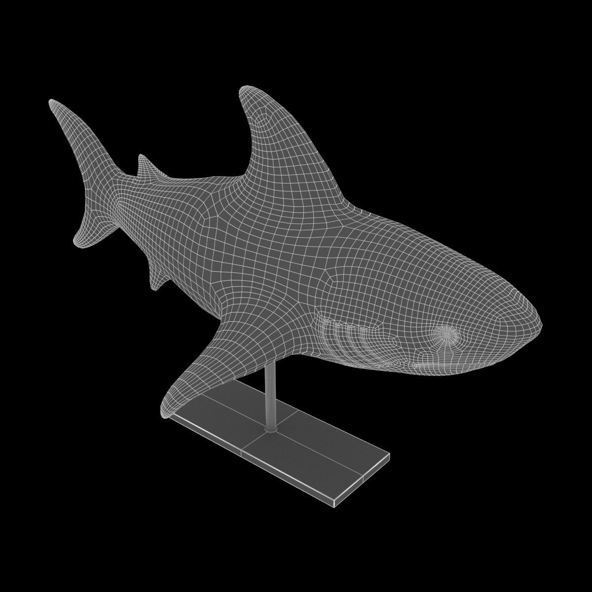 Shark figurine on stand 3D model_5