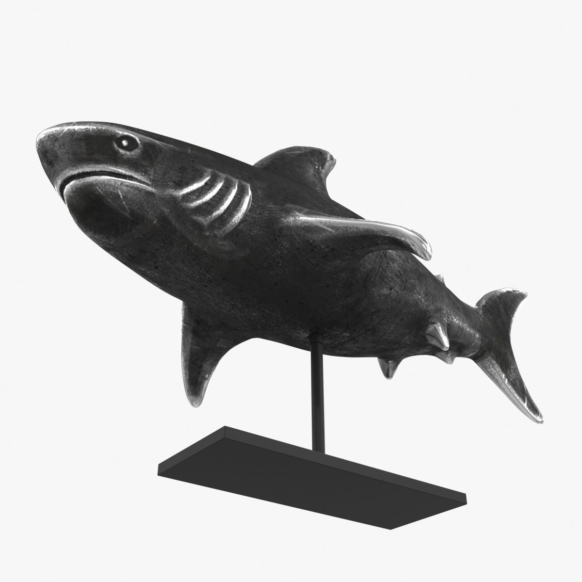 Shark figurine on stand 3D model_2