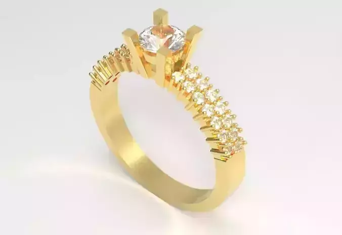 Elegant Gold Engagement Ring with Diamond Center 
