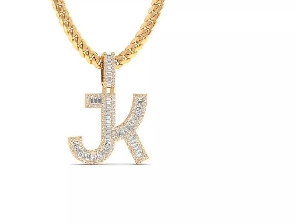 Hip Hop Dimond Baguette Diamond Pendant 3D print model