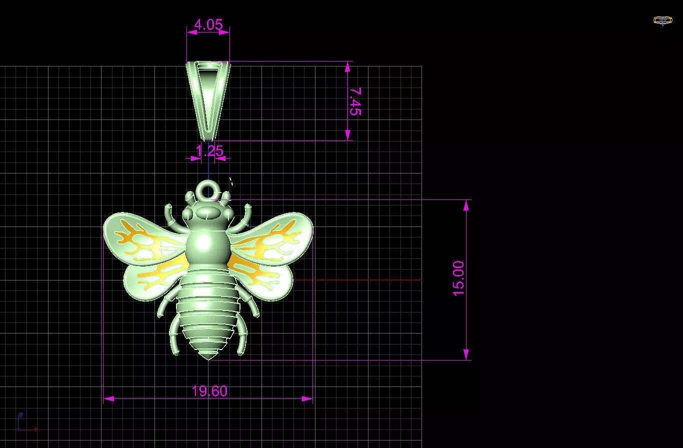 honey bee pendant 3D print model_7