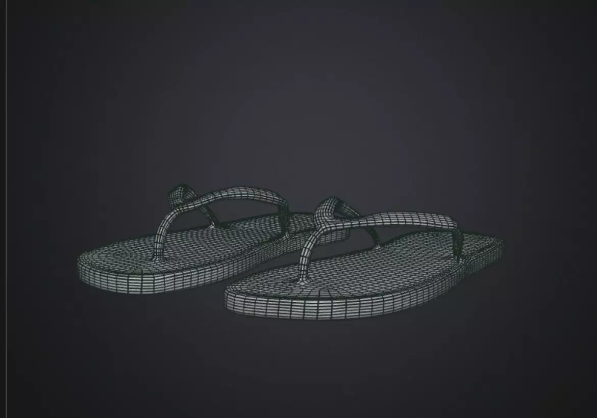 Flip Flop Lowpoly perfect Quad mesh Low-poly 3D model_1