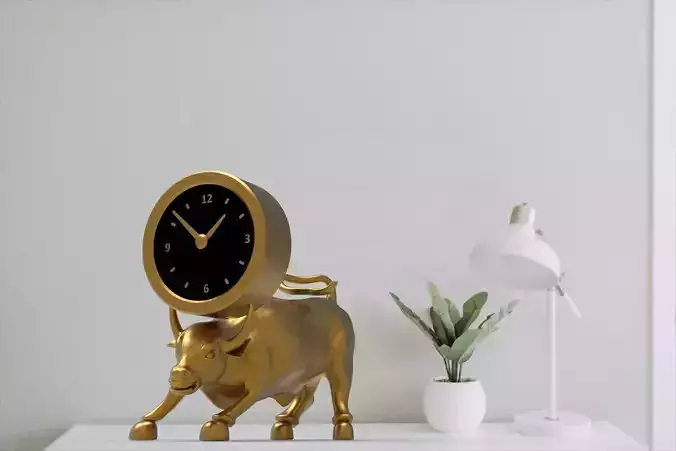 Bull desk clock