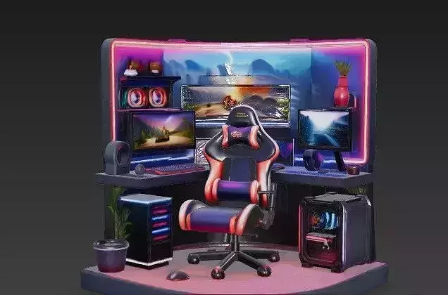 RGB Gaming Setup - Triple Monitor Battlestation with LED PC Desk