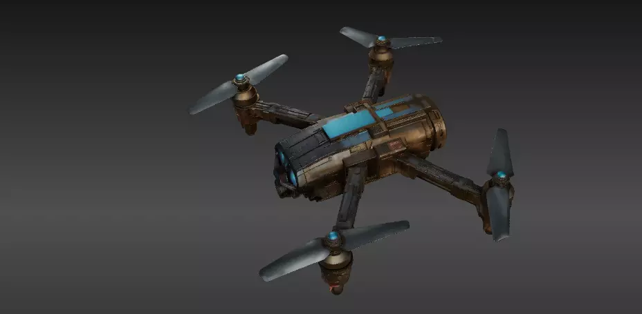 Futuristic Drone 3D Model  Game-Ready PBR  Sci-Fi Asset Low-poly 3D model_4