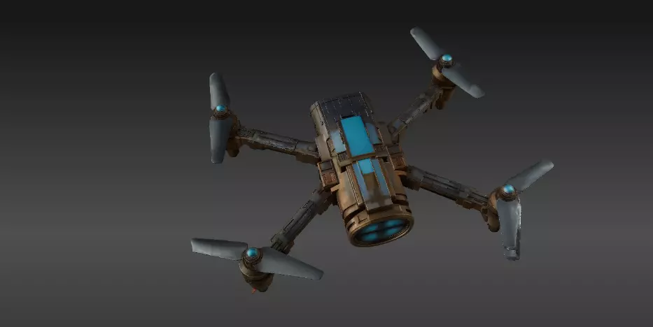Futuristic Drone 3D Model  Game-Ready PBR  Sci-Fi Asset Low-poly 3D model_3