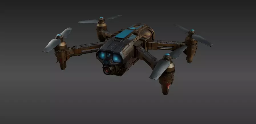 Futuristic Drone 3D Model  Game-Ready PBR  Sci-Fi Asset Low-poly 3D model_1