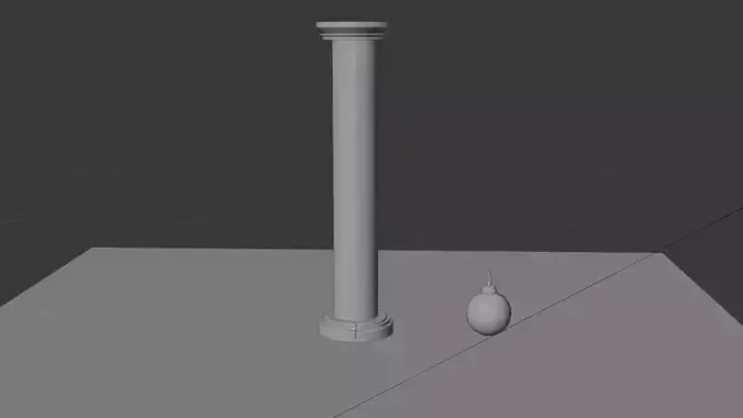 Low Poly Pillar and Bomb Low-poly 3D model