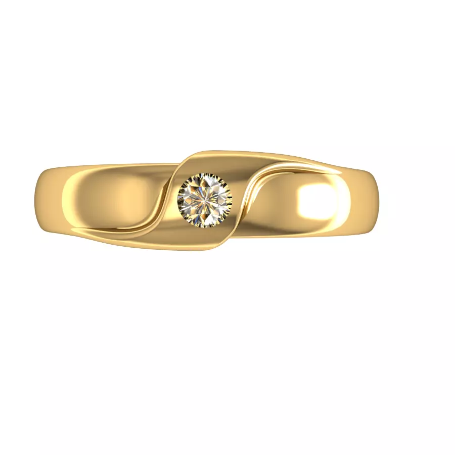 dew drop diamond gold ring 3D print model_1