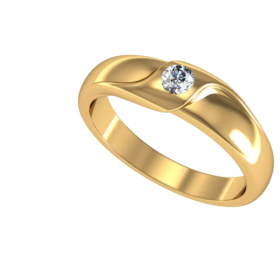 dew drop diamond gold ring 3D print model_0