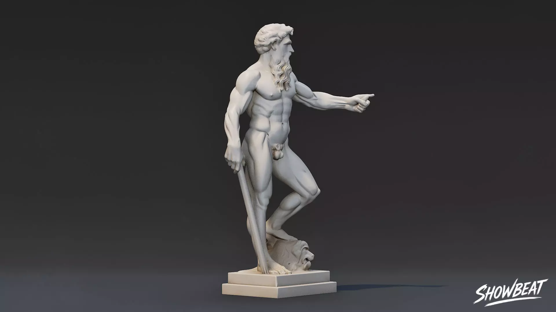Heracles Statue Low-poly 3D model_4