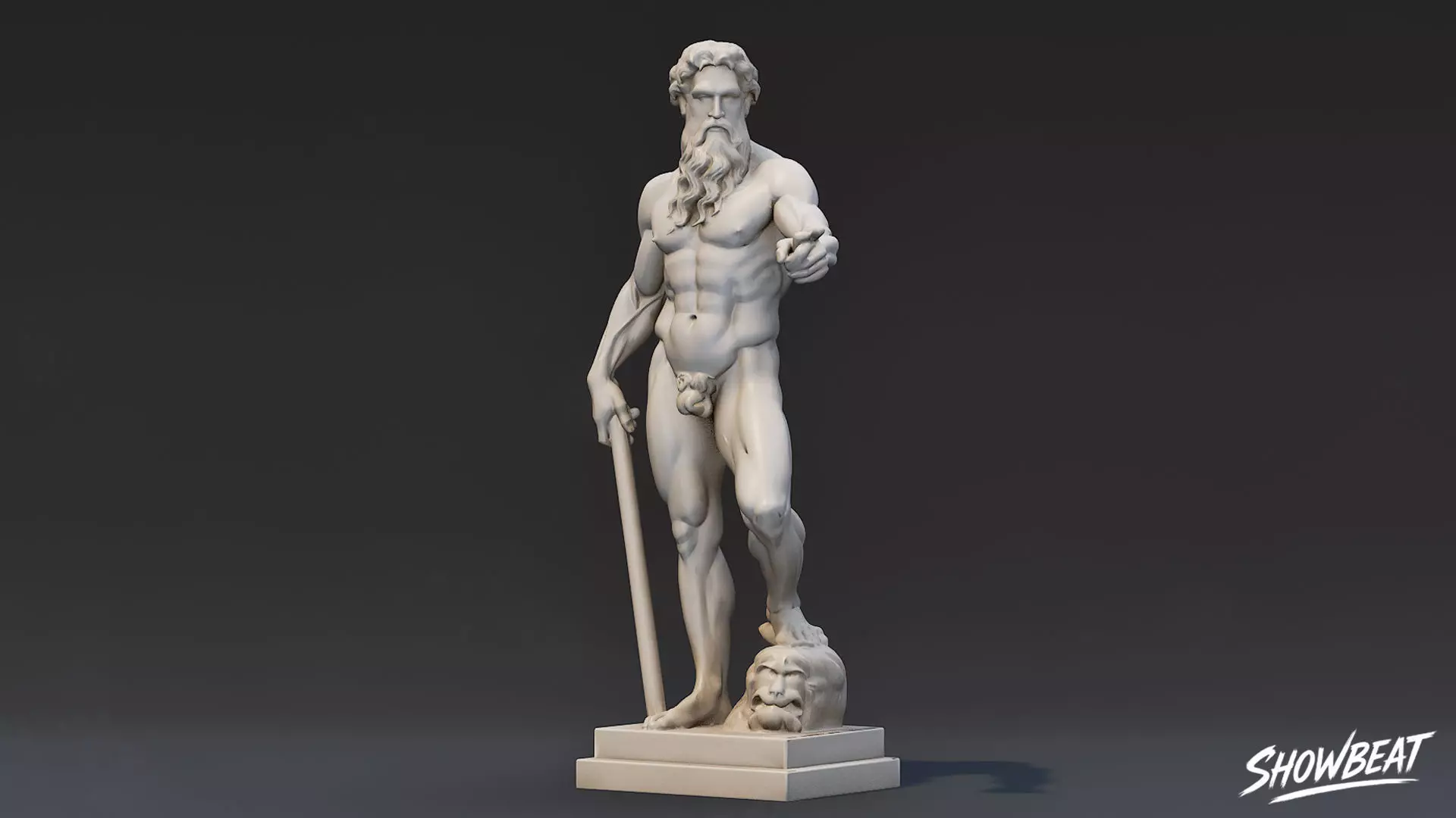 Heracles Statue Low-poly 3D model_2