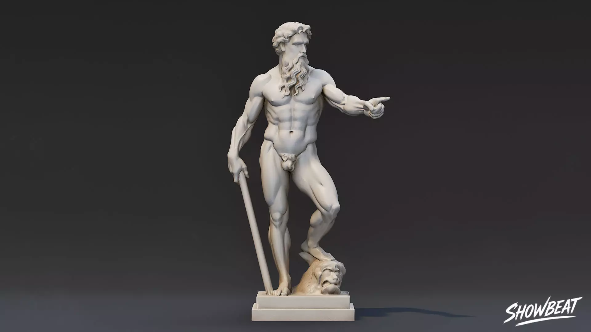 Heracles Statue Low-poly 3D model_1