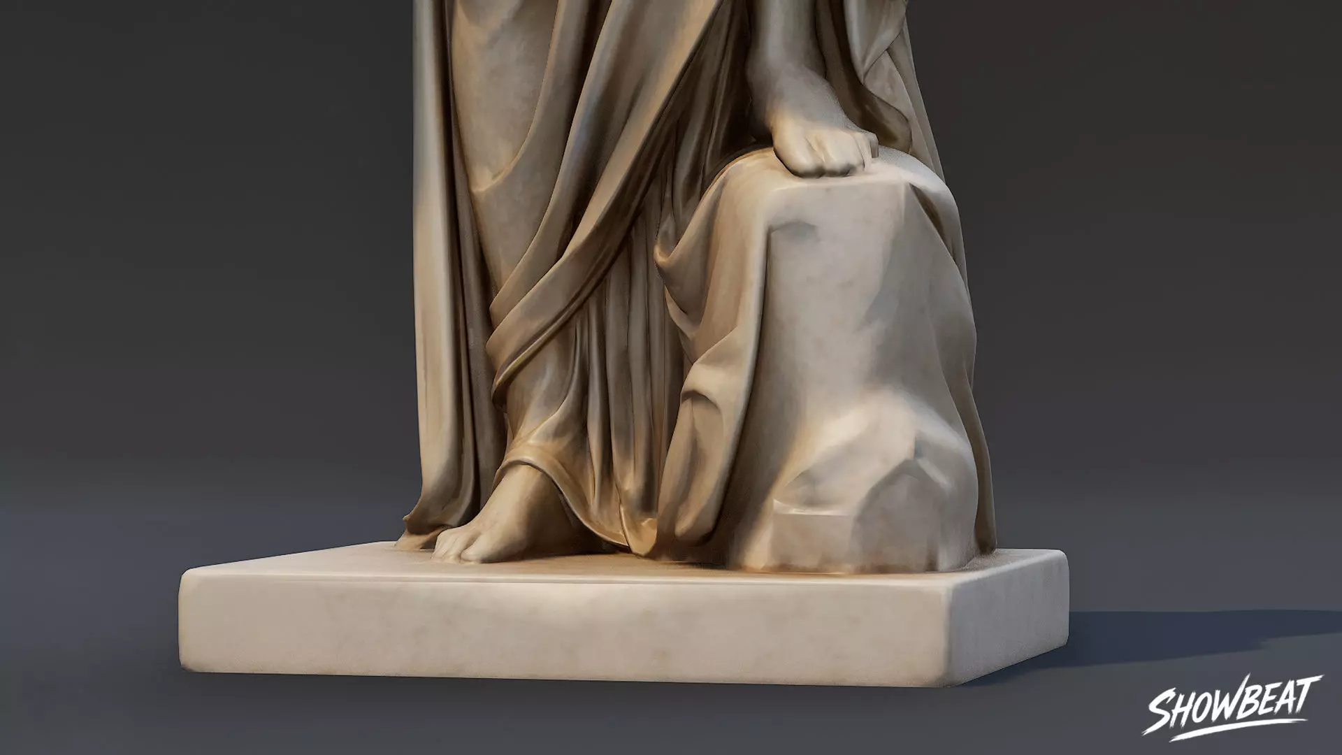 Melpomene Statue Low-poly 3D model_8