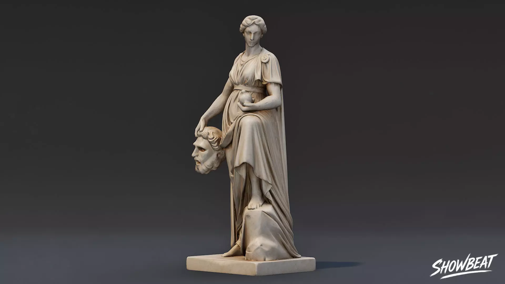 Melpomene Statue Low-poly 3D model_2