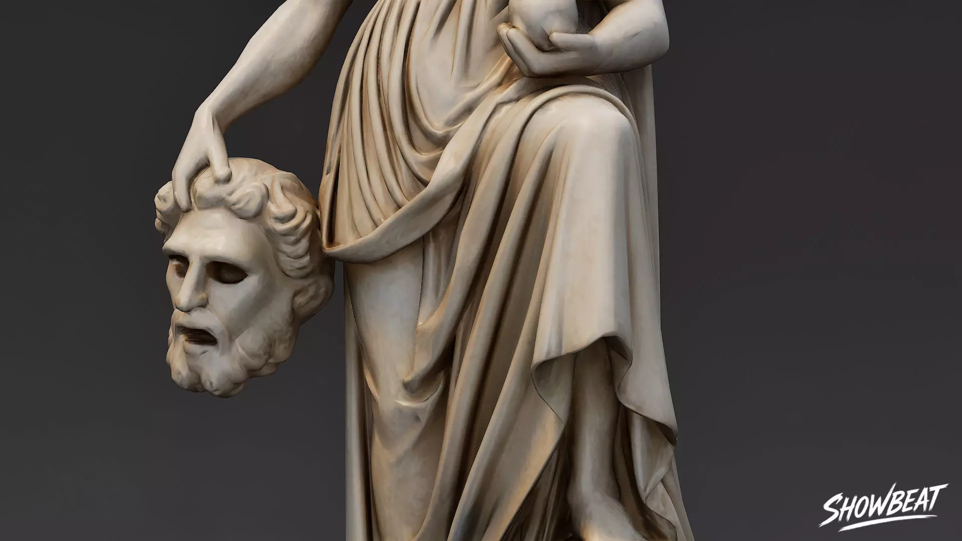 Melpomene Statue Low-poly 3D model_7