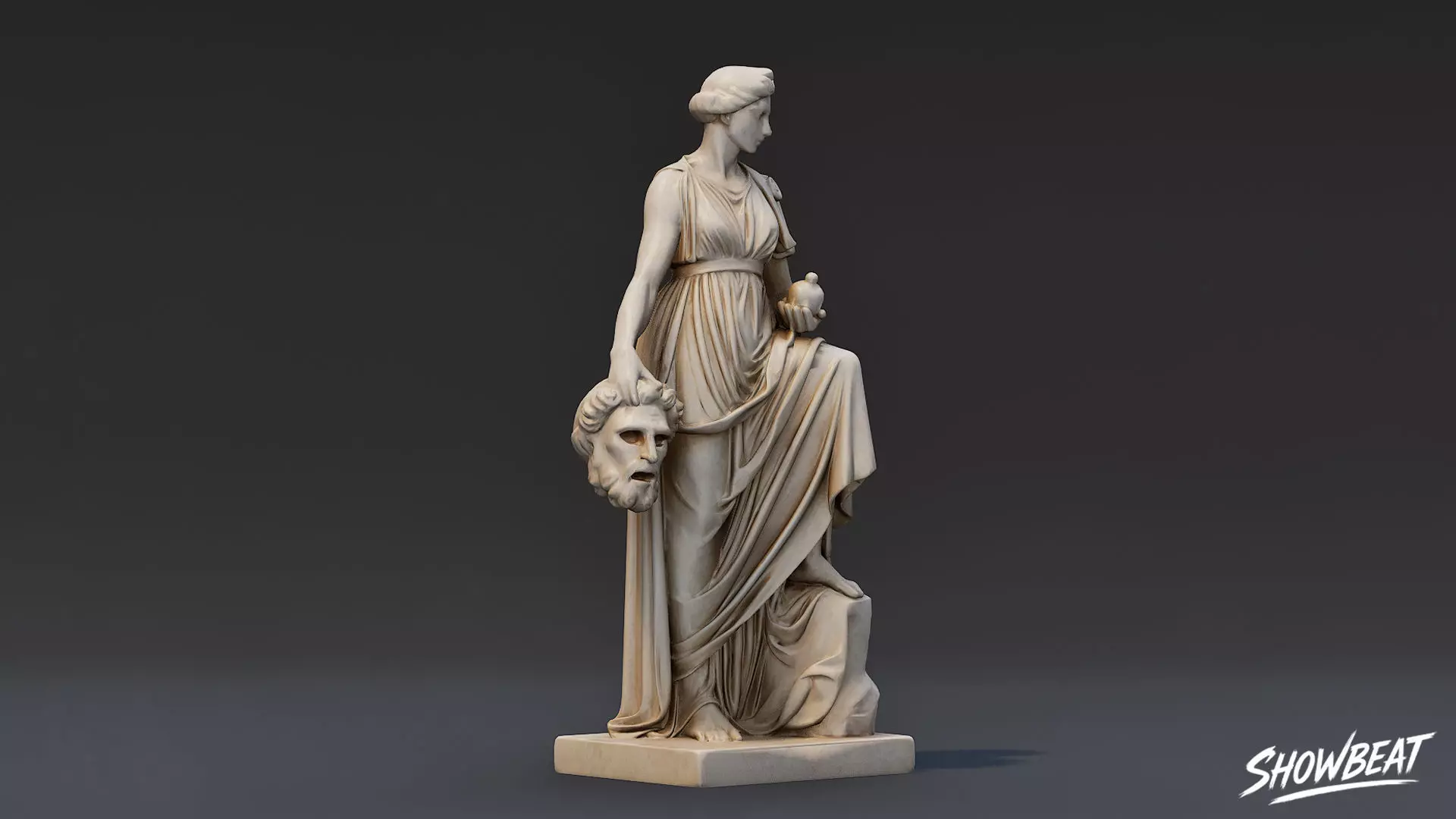 Melpomene Statue Low-poly 3D model_5