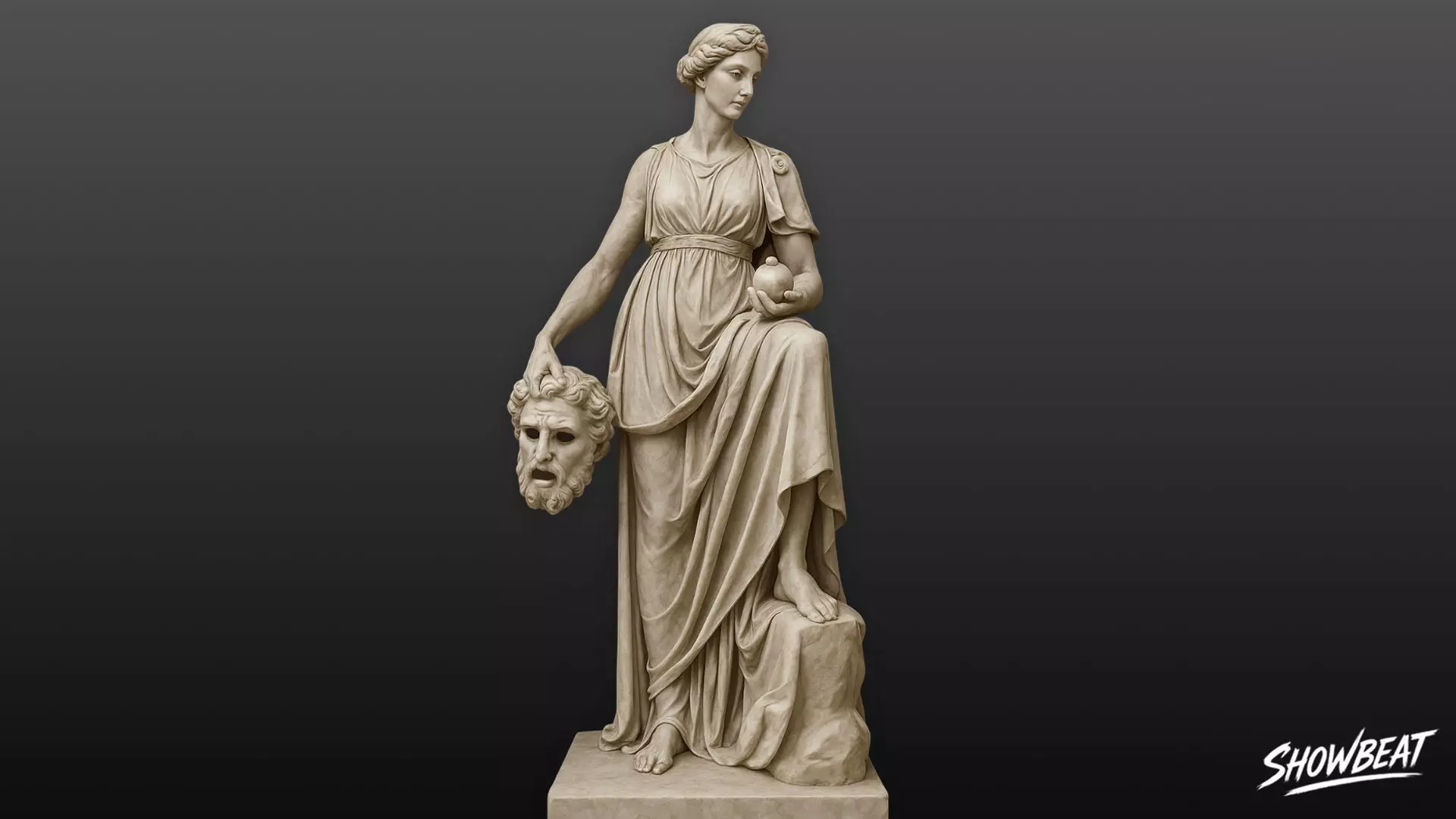 Melpomene Statue Low-poly 3D model_0