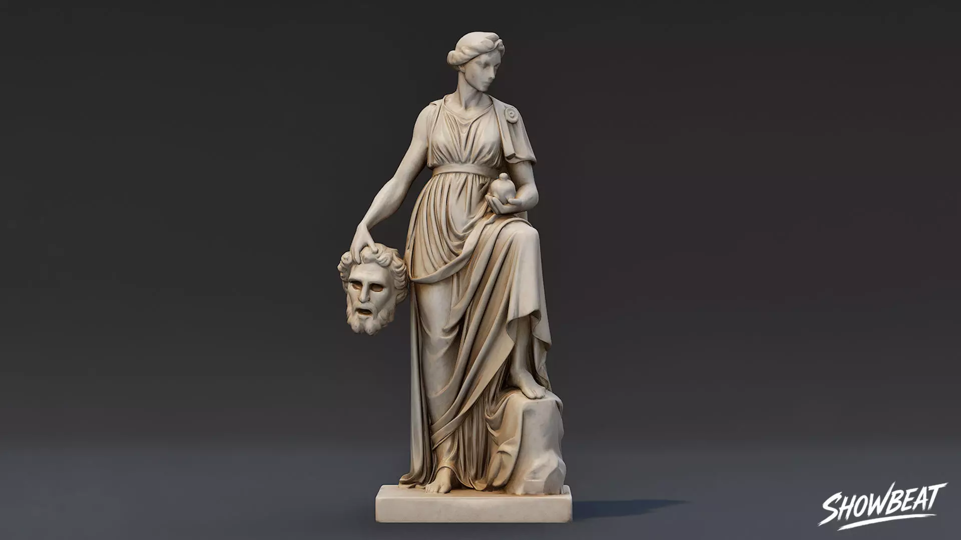 Melpomene Statue Low-poly 3D model_1