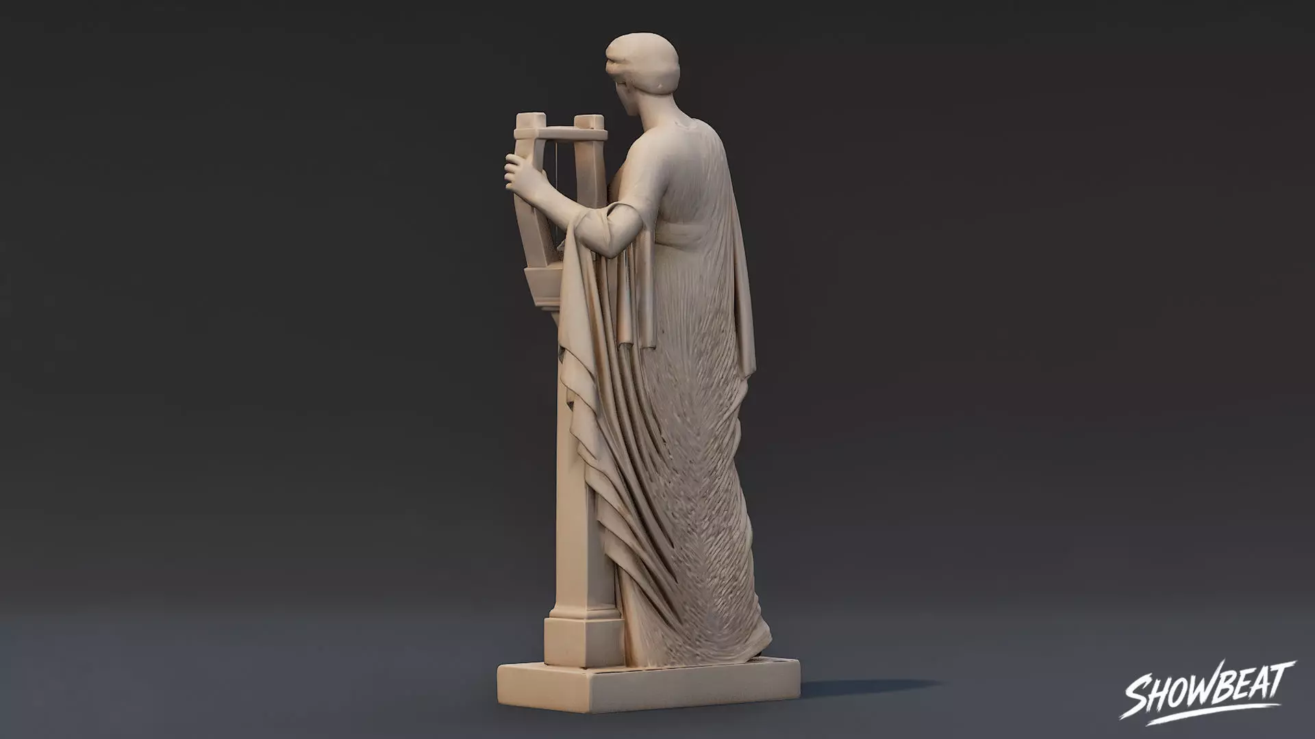 Muse with Lyre Statue Low-poly 3D model_3