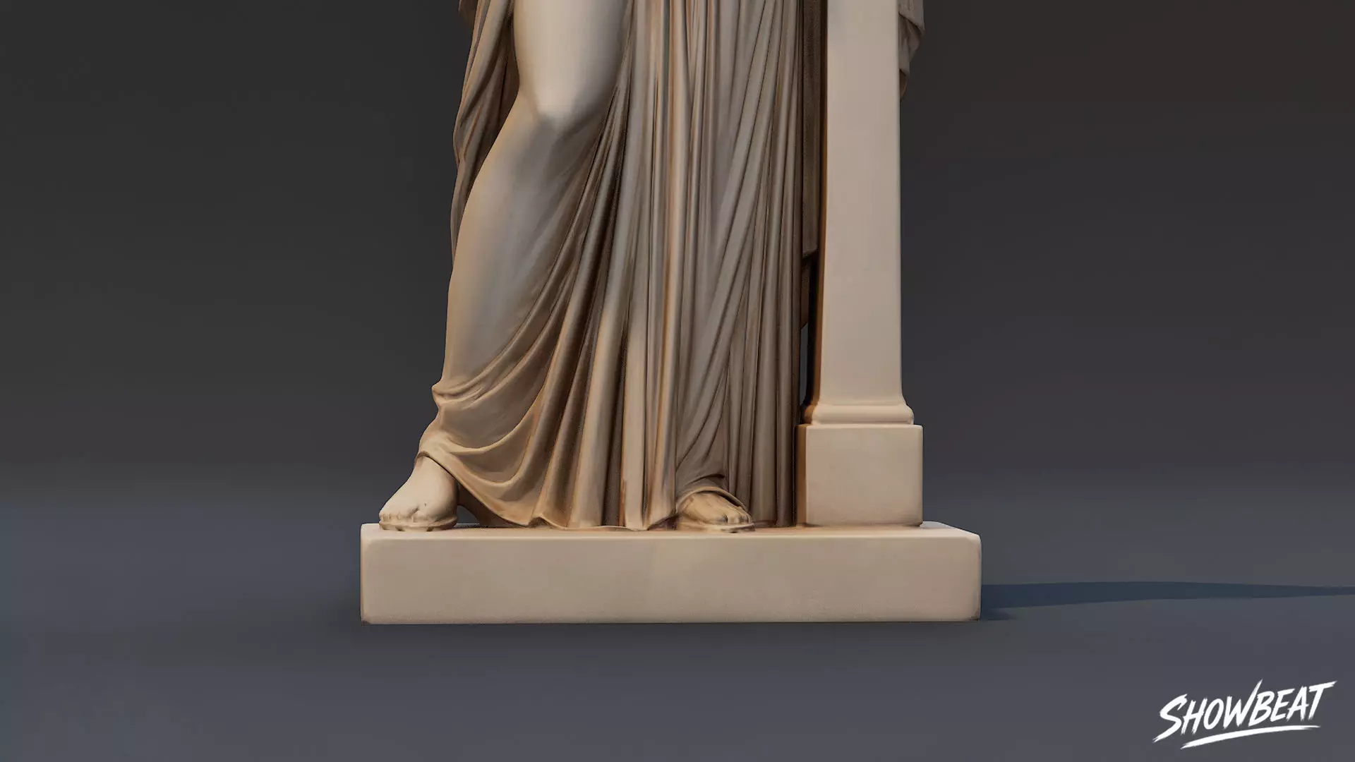 Muse with Lyre Statue Low-poly 3D model_7