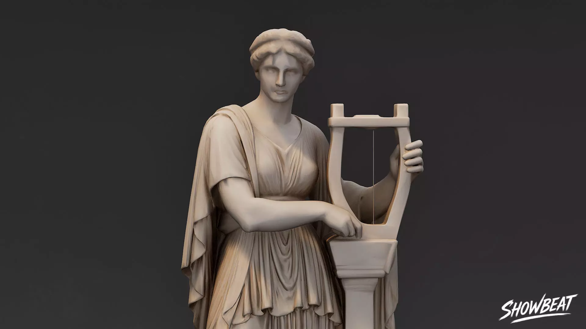 Muse with Lyre Statue Low-poly 3D model_5