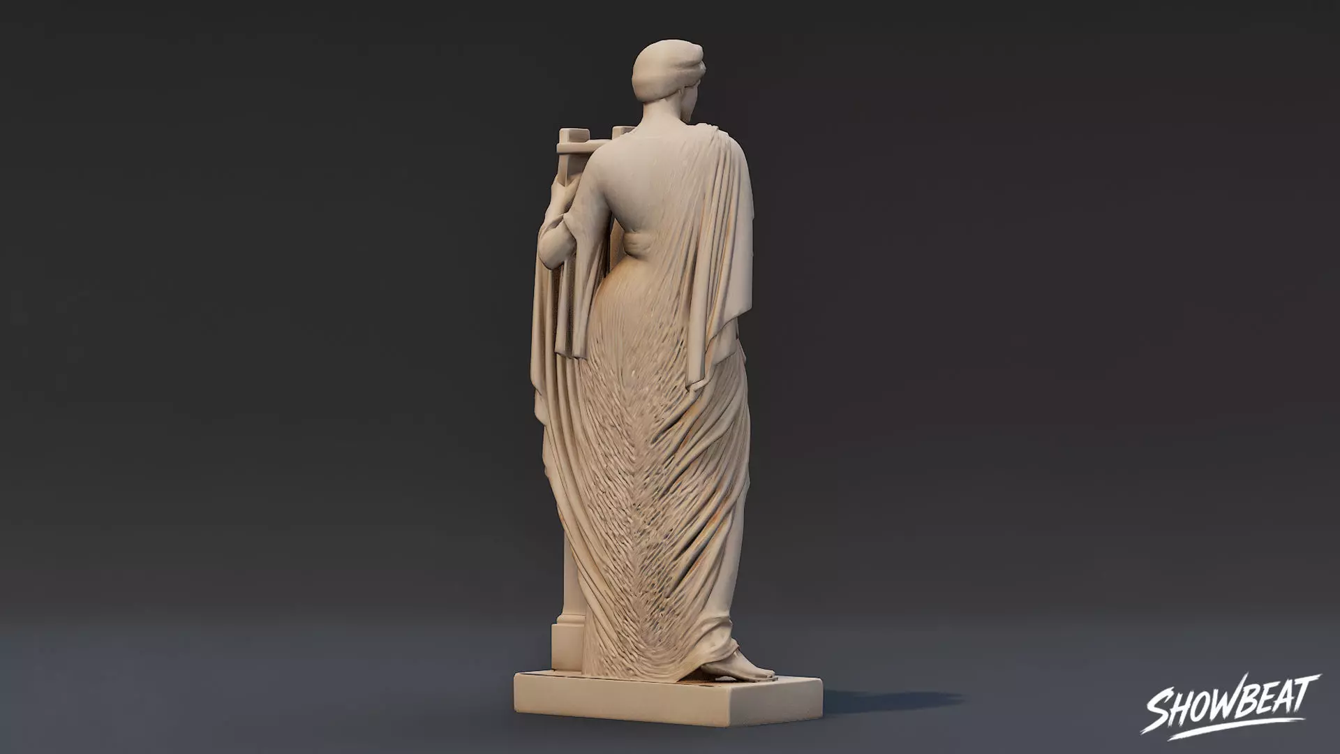 Muse with Lyre Statue Low-poly 3D model_4